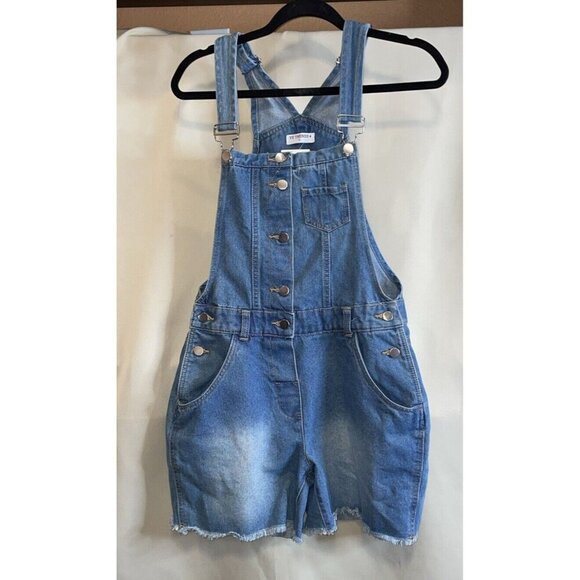 NY Trends Pants - Overalls Denim Shorts Women's Size Large Raw Hem Medium Wash Pockets NEW